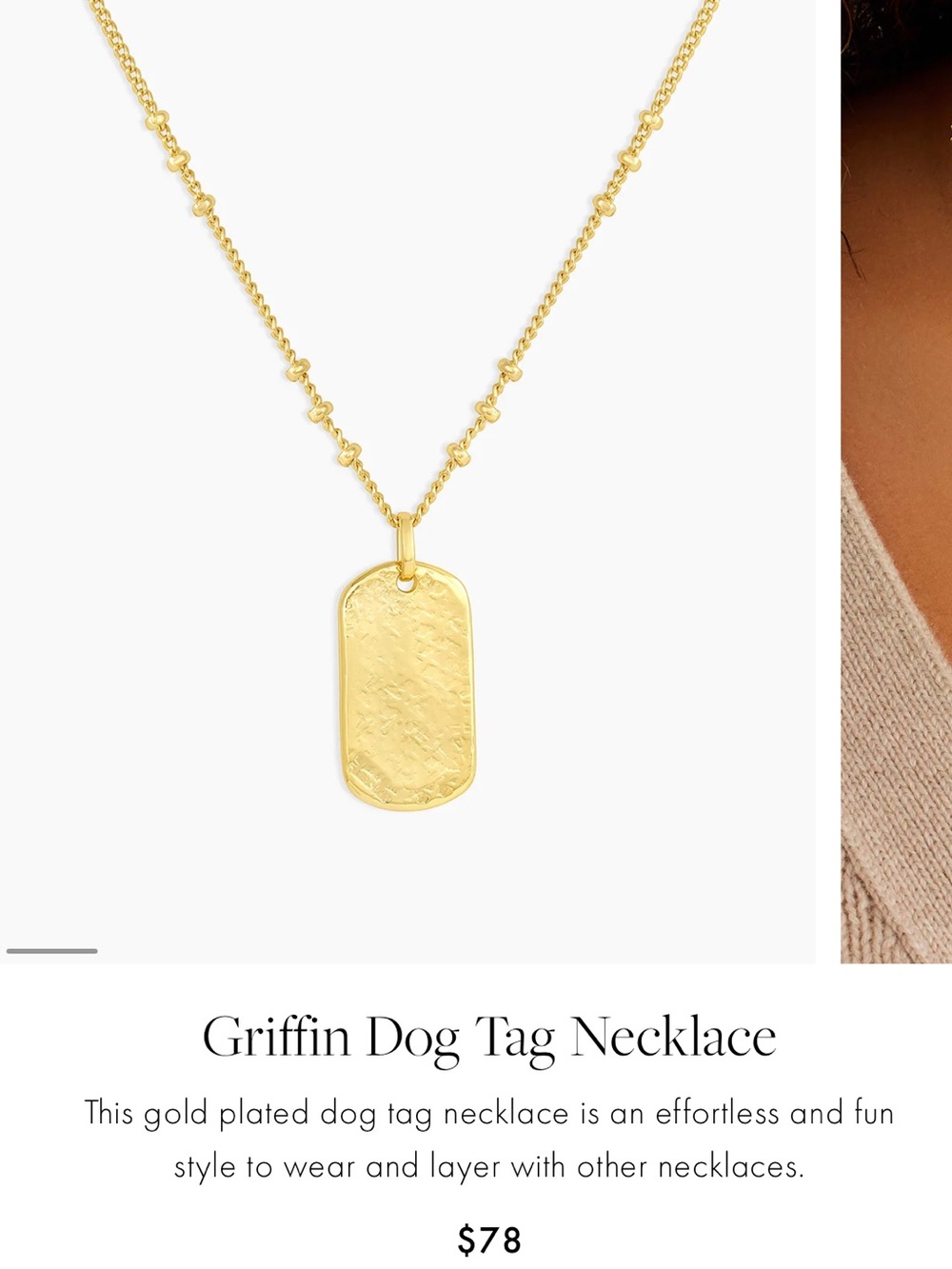 Gorjana Griffin Dog Tag Necklace - Gold - Picture 4 of 5